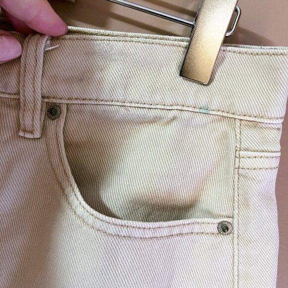 NEARLY NEW Distressed Beige Boyfriend high rise waist jean shorts Sz M - Picture 3 of 5